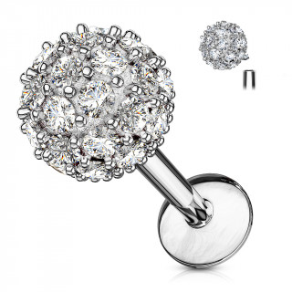 Piercing labret  boule strass 6mm (lvre, cartilage)