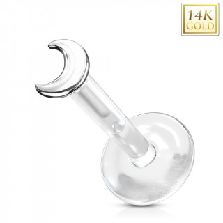 Piercing labret  lune Or blanc 14 carats et tige bioflex