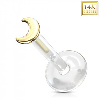 Piercing labret  lune Or jaune 14 carats et tige bioflex