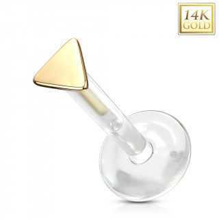 Piercing labret  triangle Or jaune 14 carats et tige bioflex