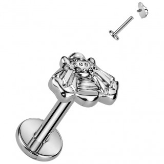 Piercing labret Abeille en Titane  filetage interne (lvre, tragus, hlix...)