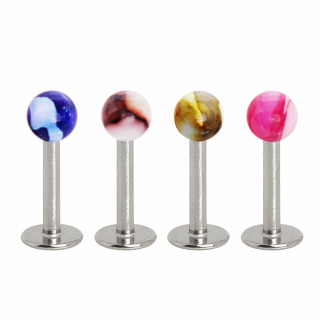 Piercing labret acier  boules marbres acrylique