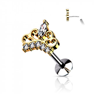 Piercing labret acier  couronne de princesse Dore type "Push In"