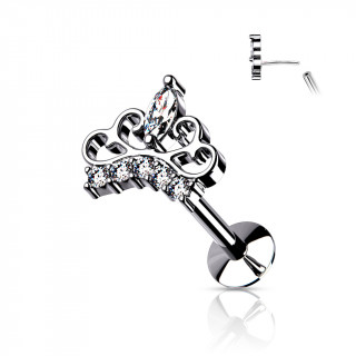 Piercing labret acier  couronne de princesse type "Push In"