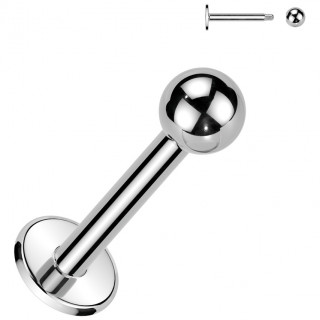 Piercing labret acier inoxydable  boule (base large de 5mm)