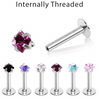 Piercing labret acier  pierre carre griffe (lvre, hlix, tragus...)