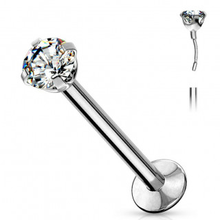 Piercing labret acier type "Push In" griff zirconium (lvre, hlix, tragus...)