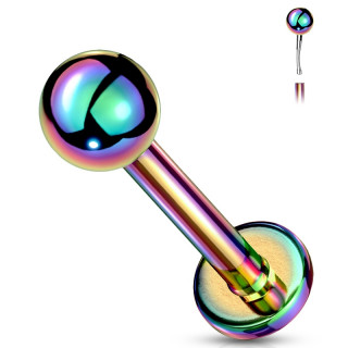 Piercing labret arc en ciel type "Push In" à boule
