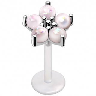Piercing labret bioflex  fleur de perles d'opale