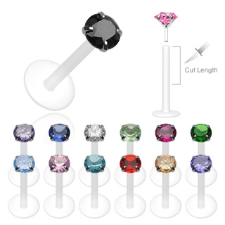 Piercing labret Bioflex Téflon strass rond