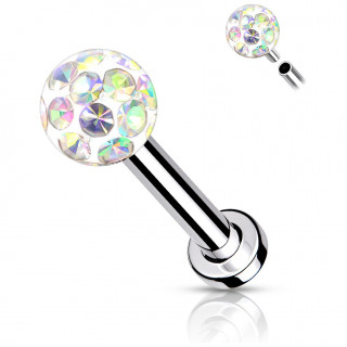 Piercing labret / cartilage acier à boule férido (filetage interne) - Aurore Boréale
