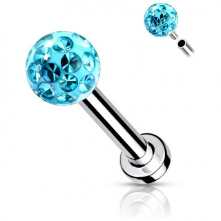 Piercing labret / cartilage acier  boule frido (filetage interne) - Bleu aqua