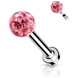 Piercing labret / cartilage acier  boule frido (filetage interne) - Rose