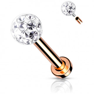 Piercing labret / cartilage acier Cuivr  boule frido (filetage interne)