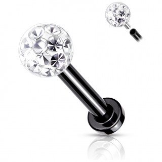 Piercing labret / cartilage acier Noir  boule frido (filetage interne)