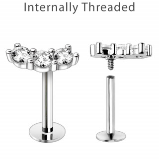Piercing labret cartilage à arc de strass (filetage interne)