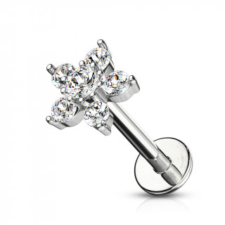 Piercing labret / cartilage  toile zirconiums - Clair