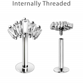 Piercing labret cartilage à éventail de strass (filetage interne)