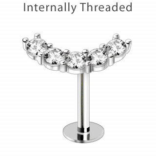 Piercing labret cartilage  grand arc de strass (filetage interne)