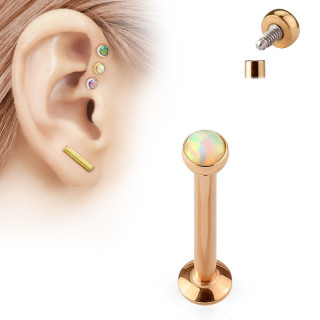 Piercing labret cartilage serti opale cuivre