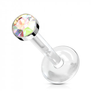 Piercing labret  cristal et tige bioflex - Aurore borale