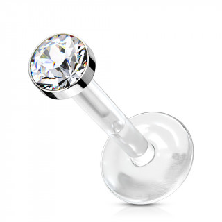 Piercing labret  cristal et tige bioflex - Clair