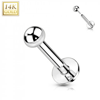 Piercing labret dme en Or Blanc 14 carats type "Push In"