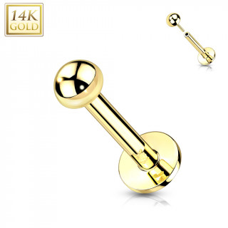 Piercing labret dme en Or Jaune 14 carats type "Push In"