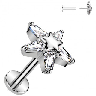 Piercing labret double �toile zirconium (pour l�vre et oreille)