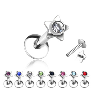 Piercing labret toile sertie  filetage interne