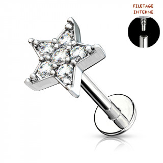 Piercing labret  toile strass - Clair (lvre, cartilage)