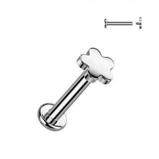 Piercing labret fleur argente Titane (lvre et oreille)