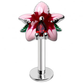 Piercing labret  fleur Hibiscus (lvre, helix, tragus...)