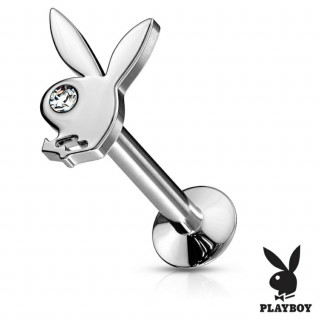 Piercing labret lapin Playboy - Inox (filetage interne)