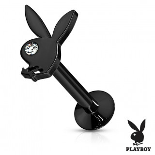 Piercing labret lapin Playboy - Noir (filetage interne)