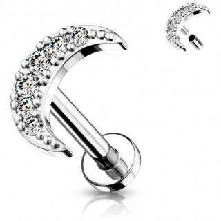 Piercing labret  lune strass (filetage interne)