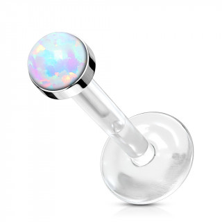 Piercing labret opale et tige bioflex - Blanc