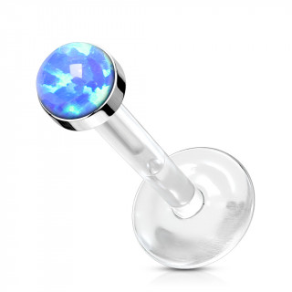 Piercing labret opale et tige bioflex - Bleu