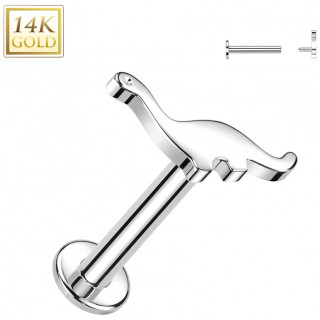 Piercing labret Or Blanc 14 carats en forme de Dinosaure Diplodocus