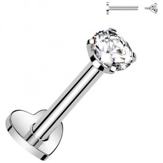 Piercing labret d'oreille Titane  coeur et Zirconium (hlix, flat, lobe...)