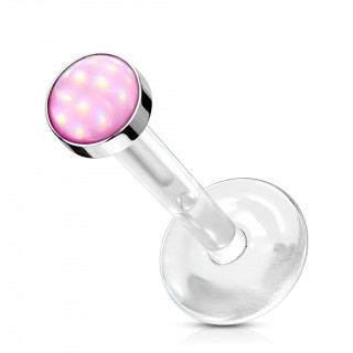 Piercing labret pastille epoxy et tige bioflex - Rose