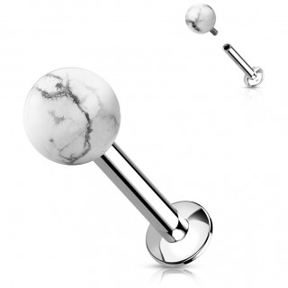 Piercing labret  perle de Howlite Blanche (lvre, tragus...)