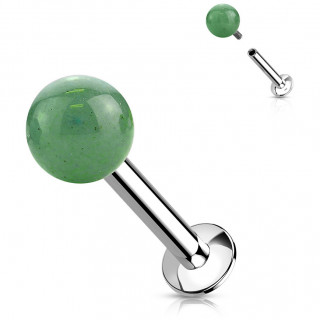 Piercing labret à perle de Jade verte (lèvre, tragus...)