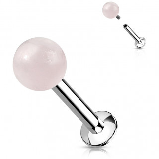 Piercing labret à perle de Quartz rose (lèvre, tragus...)