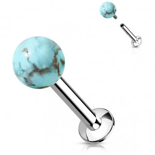 Piercing labret à perle de Turquoise (lèvre, tragus...)
