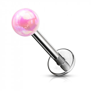 Piercing labret perle teinte métallisée - Rose (lèvre, cartilage)