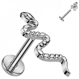 Piercing labret serpent Titane  filetage interne (lvre, tragus, hlix...)