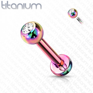 Piercing labret Titane arc en ciel  boule strass (lvre, tragus, helix...)