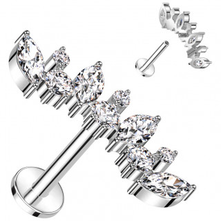 Piercing labret Titane arc style couronne de zirconiums (hlix, lobe, lvre...)