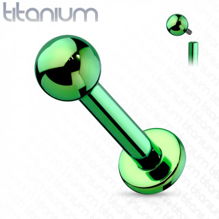 Piercing labret Titane boule à filetage interne - Vert